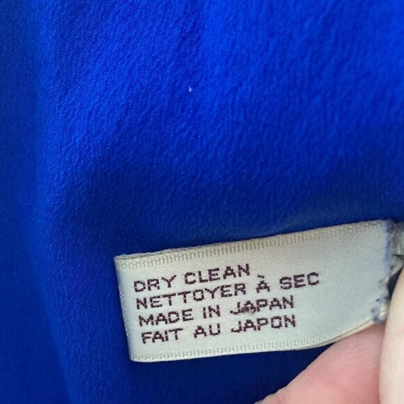 Vintage Anne Klein Silk Scarf Blue Black White Striped Rectangular Made In Japan - Picture 6 of 13